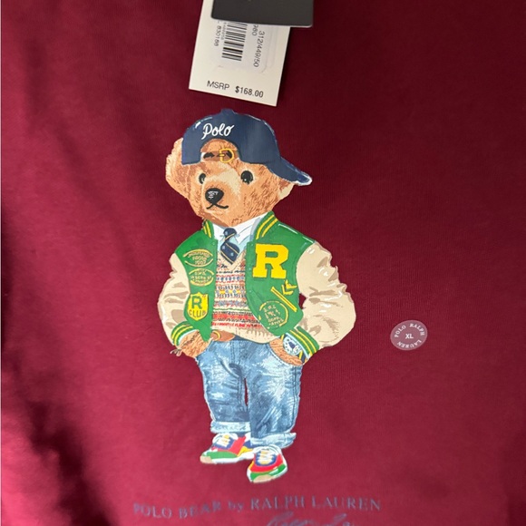 Polo Bear Ralph Lauren red Xl crew sweatshirt - Picture 2 of 6